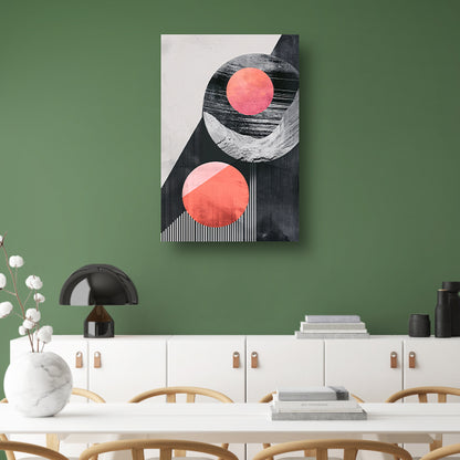 Abstract Vormen in Roze en Zwart canvas met baklijst