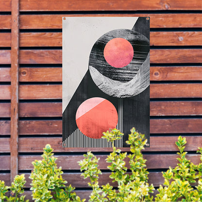 Abstract Vormen in Roze en Zwart tuinposter