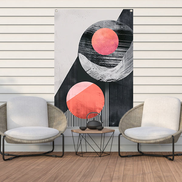 Abstract Vormen in Roze en Zwart tuinposter