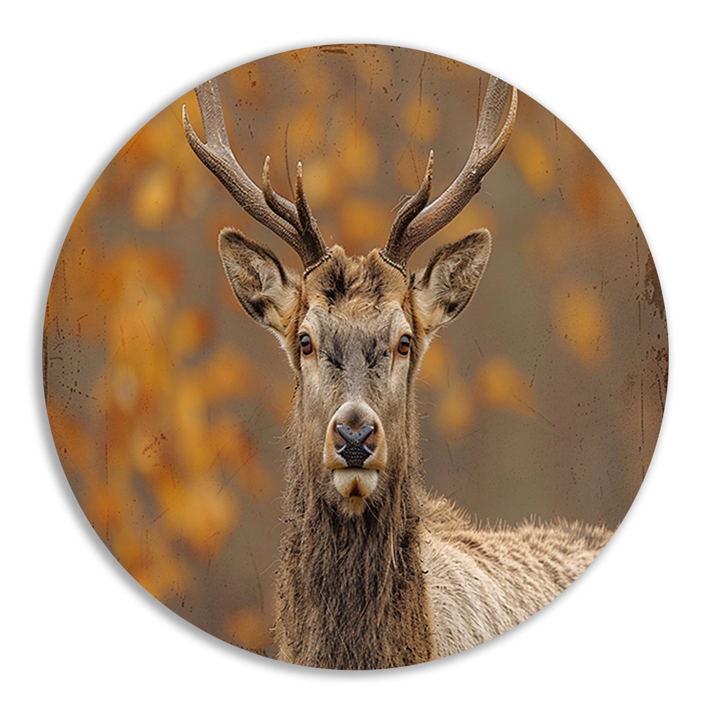 Majestueus hert in natuurlijke sepia tonen aluminium muurcirkel