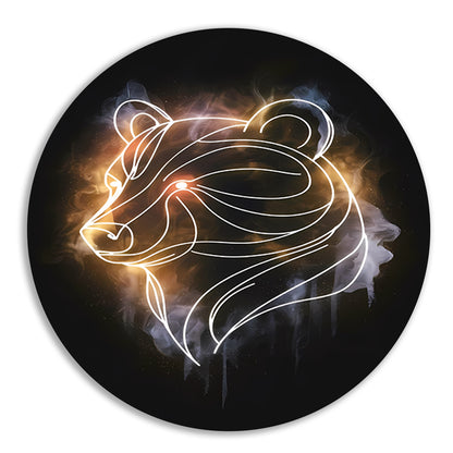 Abstracte Beer met Kosmische Achtergrond aluminium muurcirkel