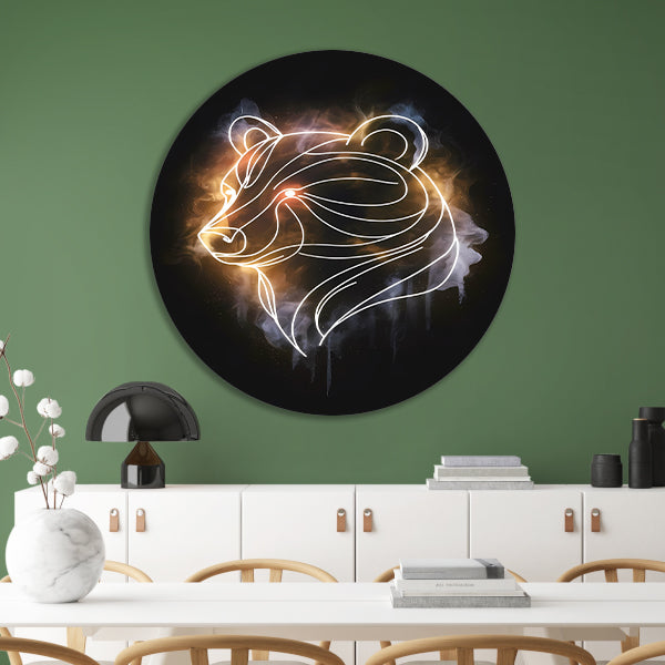 Abstracte Beer met Kosmische Achtergrond aluminium muurcirkel