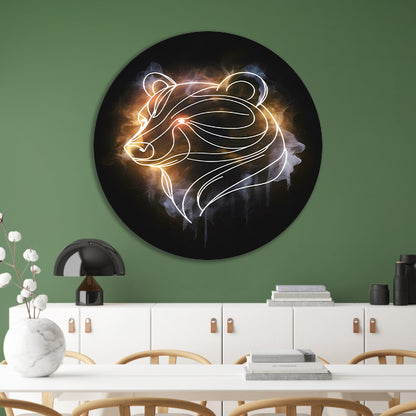 Abstracte Beer met Kosmische Achtergrond aluminium muurcirkel