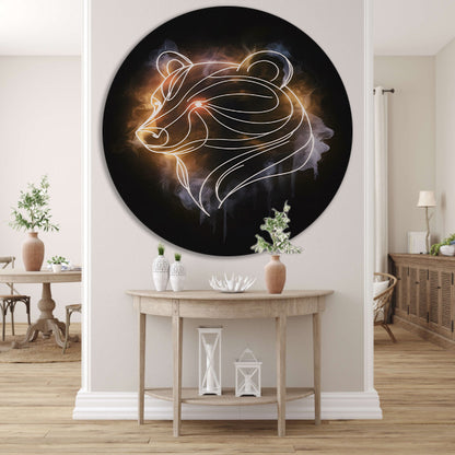 Abstracte Beer met Kosmische Achtergrond aluminium muurcirkel