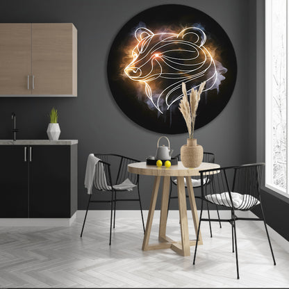 Abstracte Beer met Kosmische Achtergrond aluminium muurcirkel