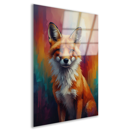Expressieve Vos in Levendige Kleuren acrylglas