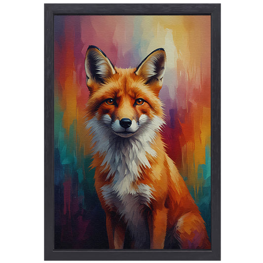 Expressieve Vos in Levendige Kleuren canvas met baklijst