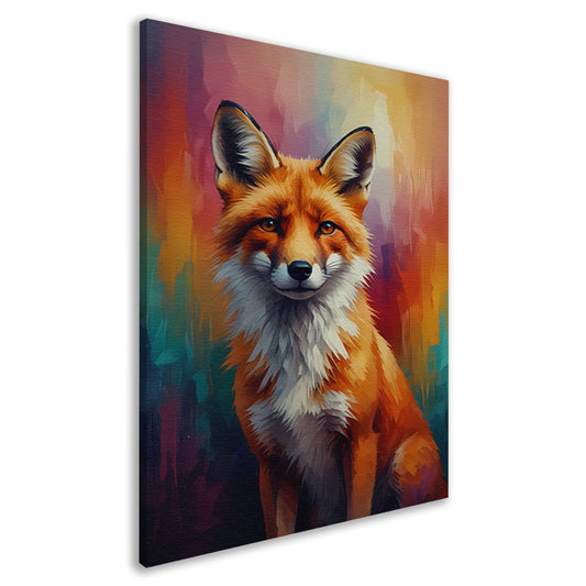 Expressieve Vos in Levendige Kleuren canvas