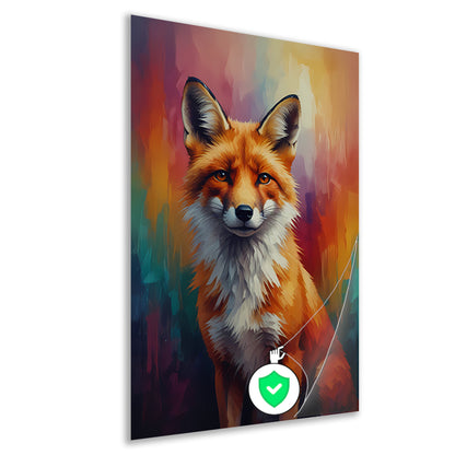 Expressieve Vos in Levendige Kleuren poster