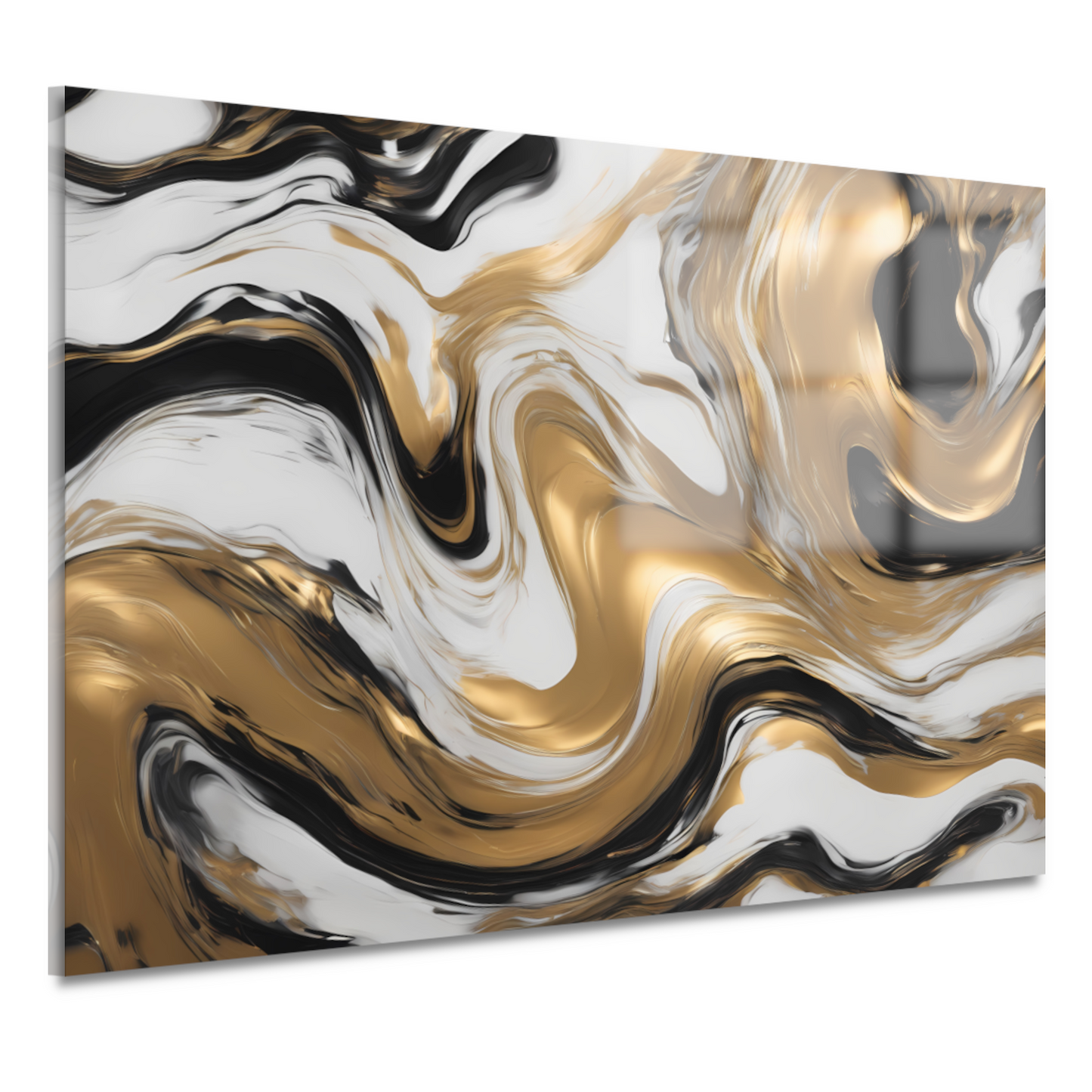 Dynamische Golvende Gouden Abstractie acrylglas