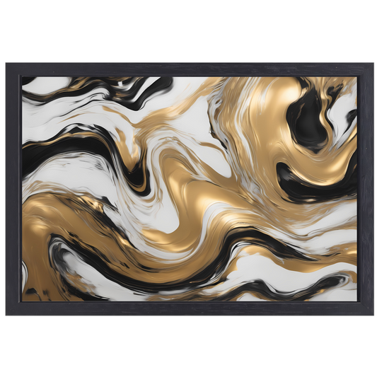 Dynamische Golvende Gouden Abstractie canvas met baklijst