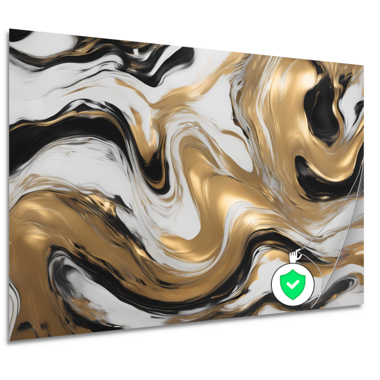 Dynamische Golvende Gouden Abstractie poster