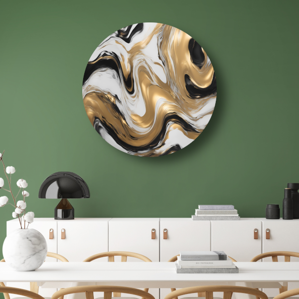 Dynamische Golvende Gouden Abstractie forex muurcirkel