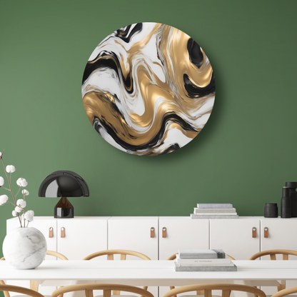 Dynamische Golvende Gouden Abstractie forex muurcirkel
