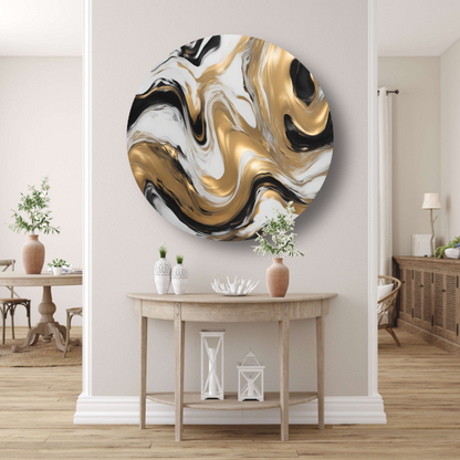 Dynamische Golvende Gouden Abstractie forex muurcirkel