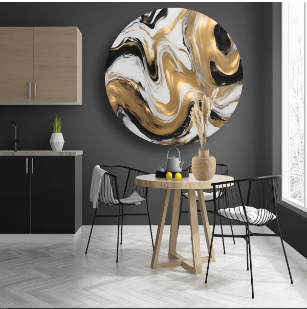 Dynamische Golvende Gouden Abstractie forex muurcirkel