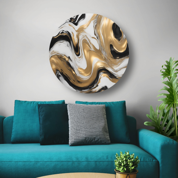 Dynamische Golvende Gouden Abstractie forex muurcirkel