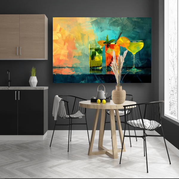 Drie cocktails stilleven canvas