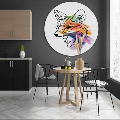 Abstracte waterkleur vos in lijnkunst forex muurcirkel