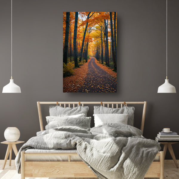 Betoverend herfstbos met kleurrijke bladeren canvas