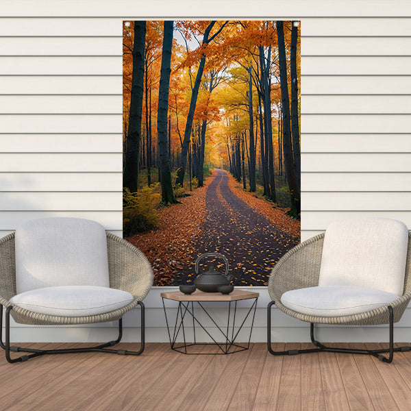 Betoverend herfstbos met kleurrijke bladeren tuinposter