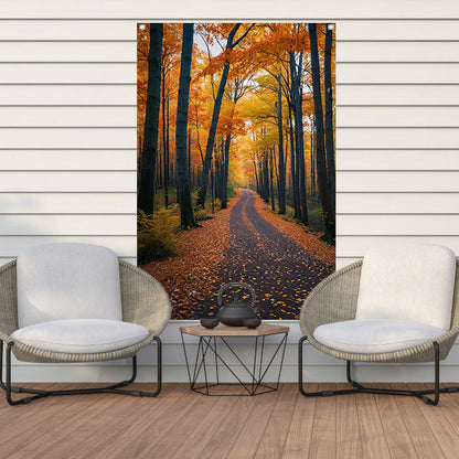 Betoverend herfstbos met kleurrijke bladeren tuinposter