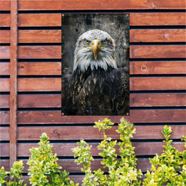 Mysterieuze adelaar portret in rustieke stijl tuinposter