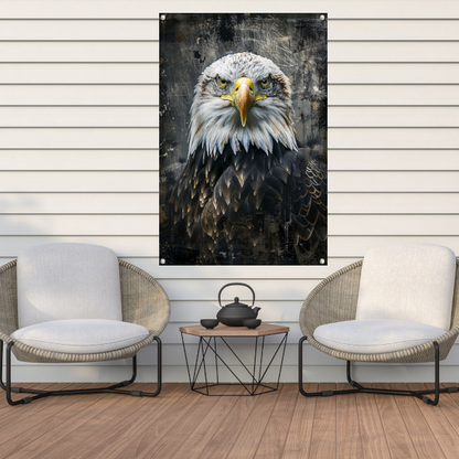 Mysterieuze adelaar portret in rustieke stijl tuinposter