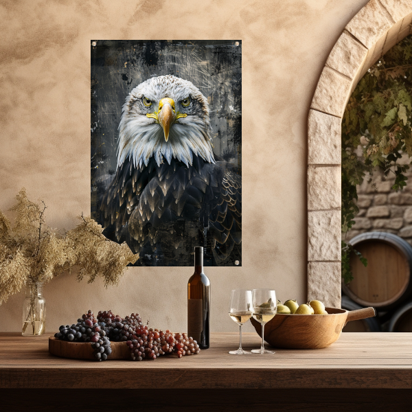 Mysterieuze adelaar portret in rustieke stijl tuinposter