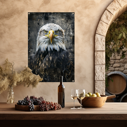 Mysterieuze adelaar portret in rustieke stijl tuinposter