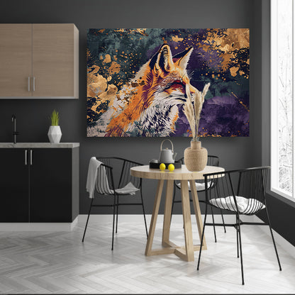 Schilderij van een vos met abstracte details poster