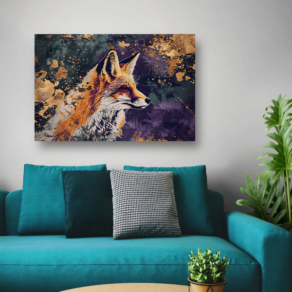 Schilderij van een vos met abstracte details canvas met baklijst