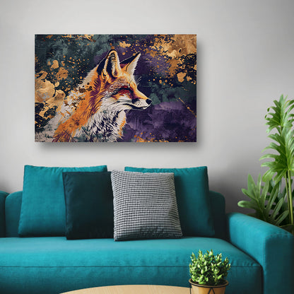 Schilderij van een vos met abstracte details poster