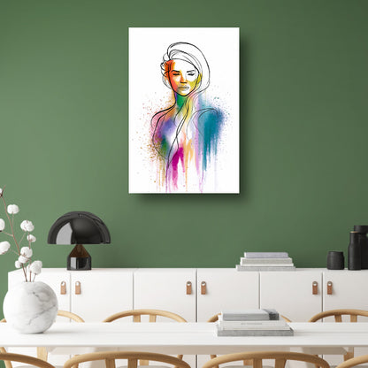 Abstract Kleurrijk Portret van een Vrouw canvas