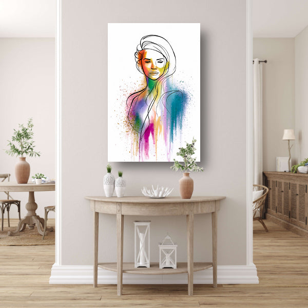 Abstract Kleurrijk Portret van een Vrouw canvas