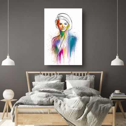 Abstract Kleurrijk Portret van een Vrouw canvas