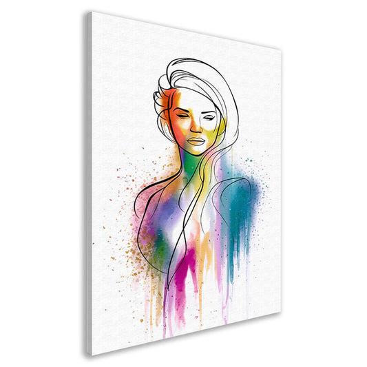 Abstract Kleurrijk Portret van een Vrouw canvas