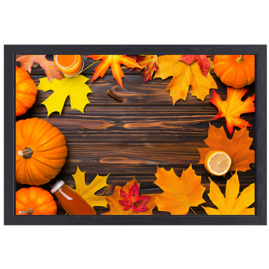 Herfst stilleven met pompoen canvas met baklijst