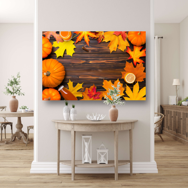 Herfst stilleven met pompoen poster