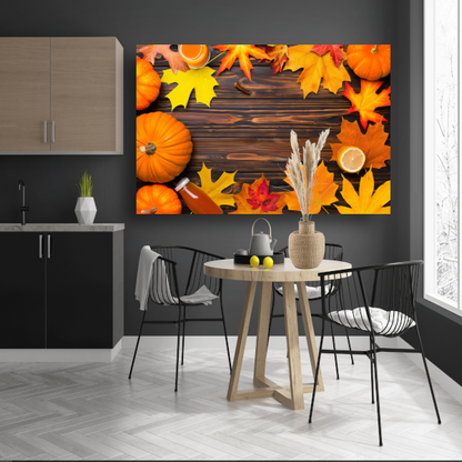 Herfst stilleven met pompoen poster