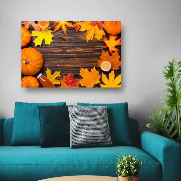 Herfst stilleven met pompoen poster