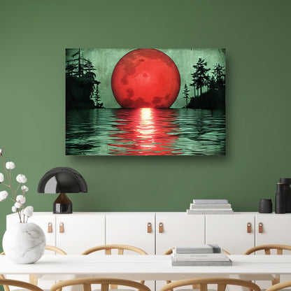 Rode zonsondergang boven serene wateren canvas