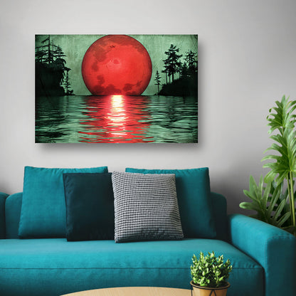 Rode zonsondergang boven serene wateren canvas