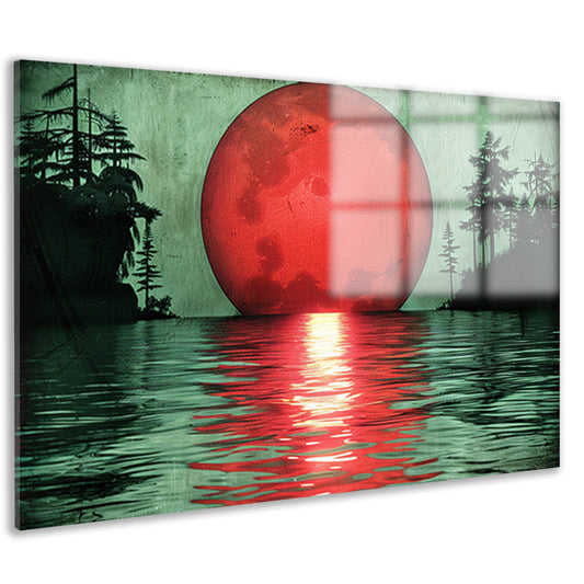 Rode zonsondergang boven serene wateren acrylglas