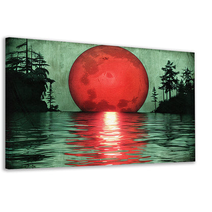 Rode zonsondergang boven serene wateren canvas
