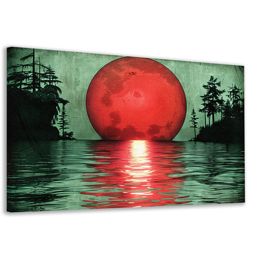 Rode zonsondergang boven serene wateren canvas