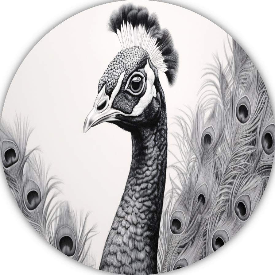 Zwart-witte pauw tekening forex muurcirkel