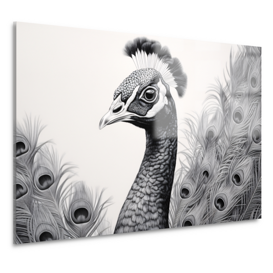 Zwart-witte pauw tekening acrylglas