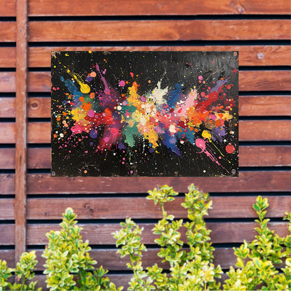 Abstract Verfexplosie op Zwart tuinposter