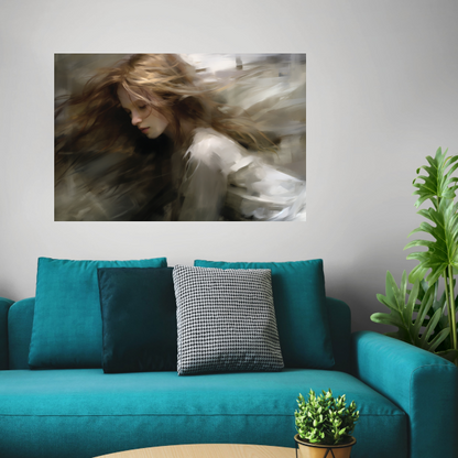 Vrouw in Beweging Bruin Beige poster
